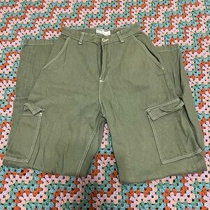 Bershka Olive Green Denim Pants